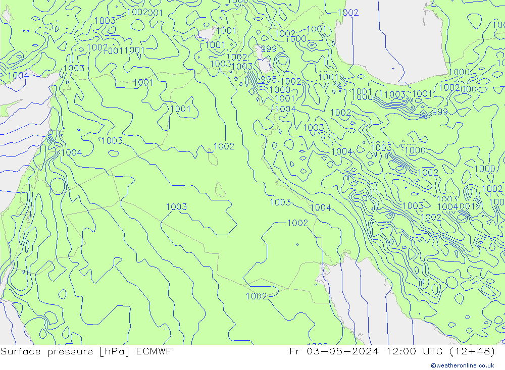 Yer basıncı ECMWF Cu 03.05.2024 12 UTC