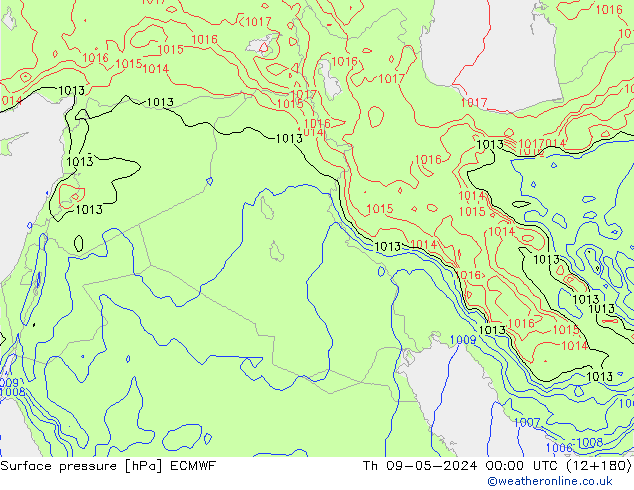 pressão do solo ECMWF Qui 09.05.2024 00 UTC