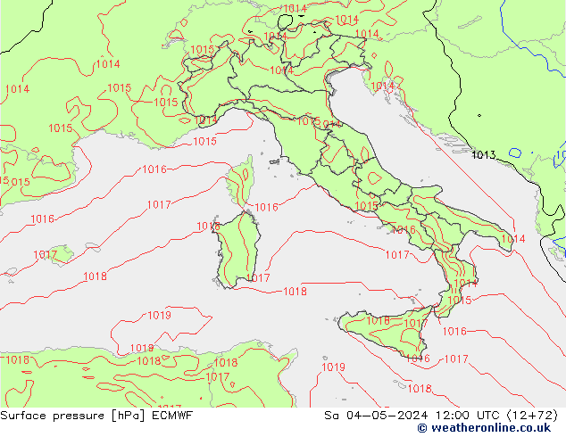 Pressione al suolo ECMWF sab 04.05.2024 12 UTC