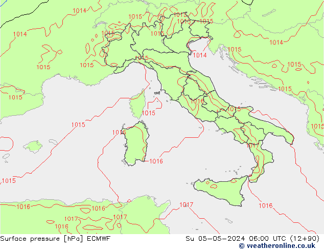 Pressione al suolo ECMWF dom 05.05.2024 06 UTC