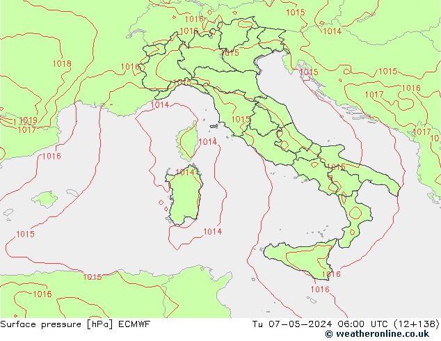 Atmosférický tlak ECMWF Út 07.05.2024 06 UTC