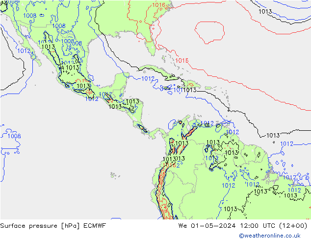 Yer basıncı ECMWF Çar 01.05.2024 12 UTC