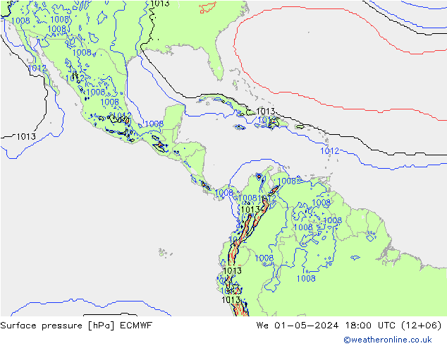 Luchtdruk (Grond) ECMWF wo 01.05.2024 18 UTC