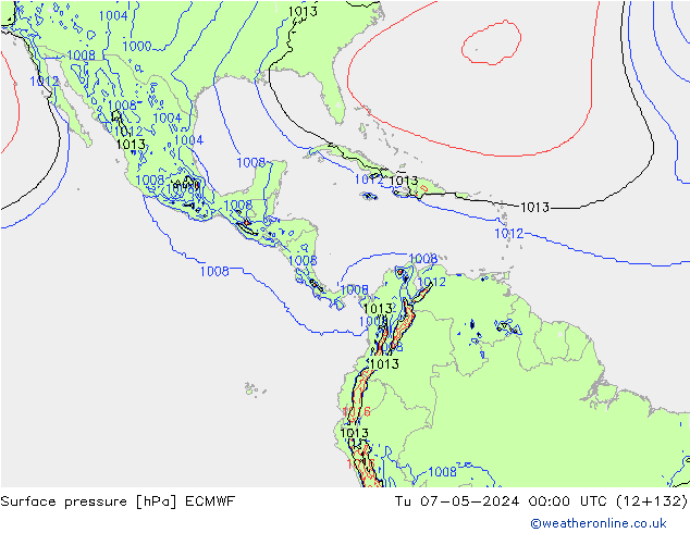 Atmosférický tlak ECMWF Út 07.05.2024 00 UTC