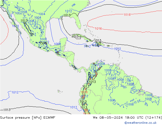 Surface pressure ECMWF We 08.05.2024 18 UTC