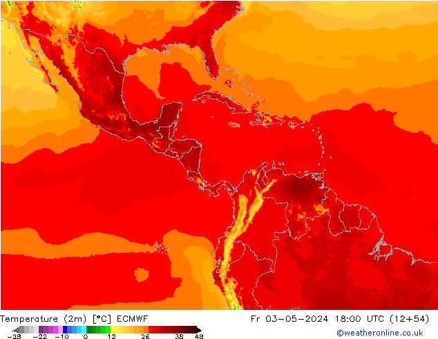 Temperatura (2m) ECMWF Sex 03.05.2024 18 UTC