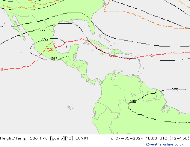 Height/Temp. 500 гПа ECMWF вт 07.05.2024 18 UTC