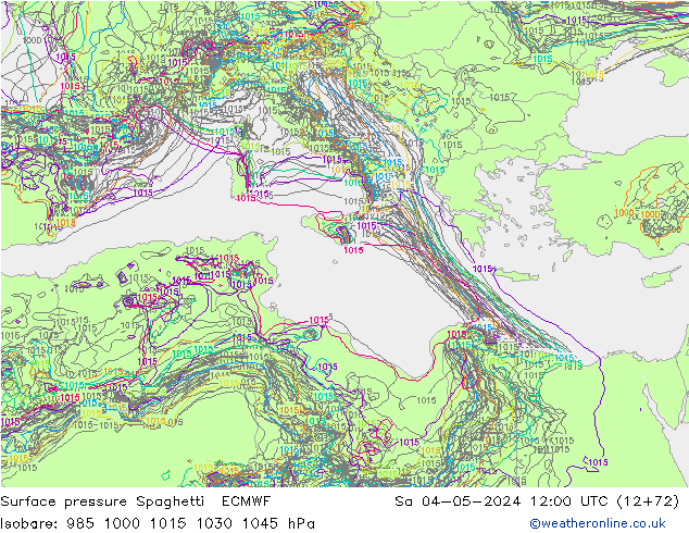 ciśnienie Spaghetti ECMWF so. 04.05.2024 12 UTC