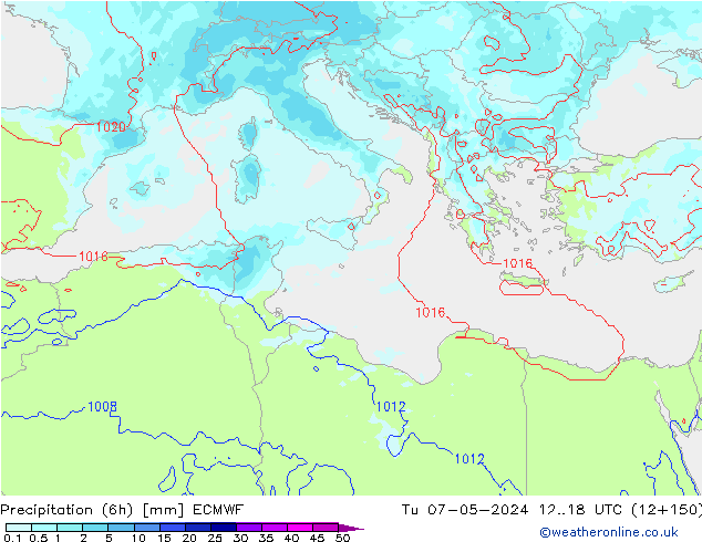 Yağış (6h) ECMWF Sa 07.05.2024 18 UTC