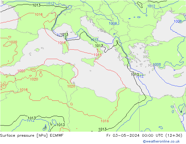 Atmosférický tlak ECMWF Pá 03.05.2024 00 UTC