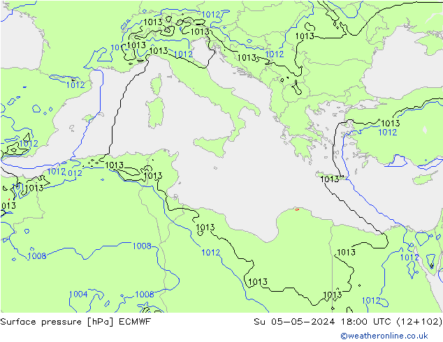 Luchtdruk (Grond) ECMWF zo 05.05.2024 18 UTC