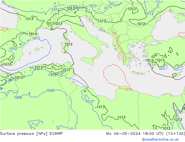 Pressione al suolo ECMWF lun 06.05.2024 18 UTC