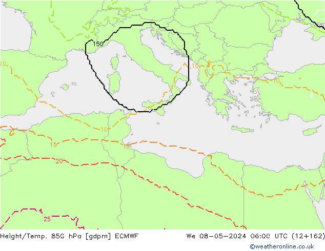 Height/Temp. 850 hPa ECMWF St 08.05.2024 06 UTC