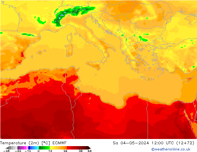 карта температуры ECMWF сб 04.05.2024 12 UTC