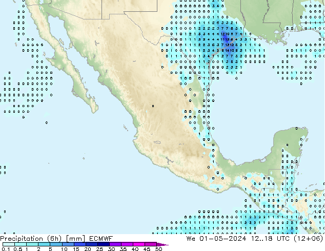 Precipitación (6h) ECMWF mié 01.05.2024 18 UTC
