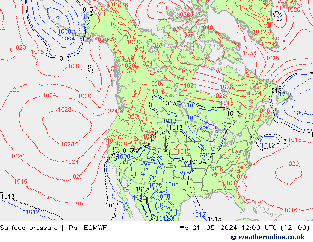 Surface pressure ECMWF We 01.05.2024 12 UTC