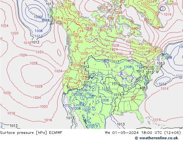 Surface pressure ECMWF We 01.05.2024 18 UTC