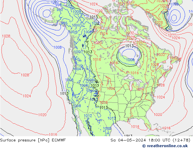 Pressione al suolo ECMWF sab 04.05.2024 18 UTC