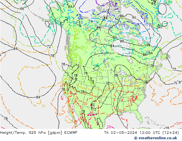 Height/Temp. 925 hPa ECMWF gio 02.05.2024 12 UTC