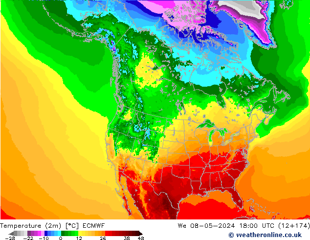 Temperature (2m) ECMWF We 08.05.2024 18 UTC