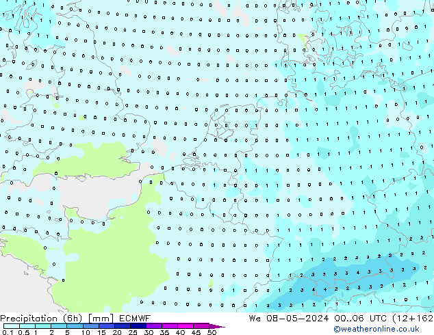 Yağış (6h) ECMWF Çar 08.05.2024 06 UTC