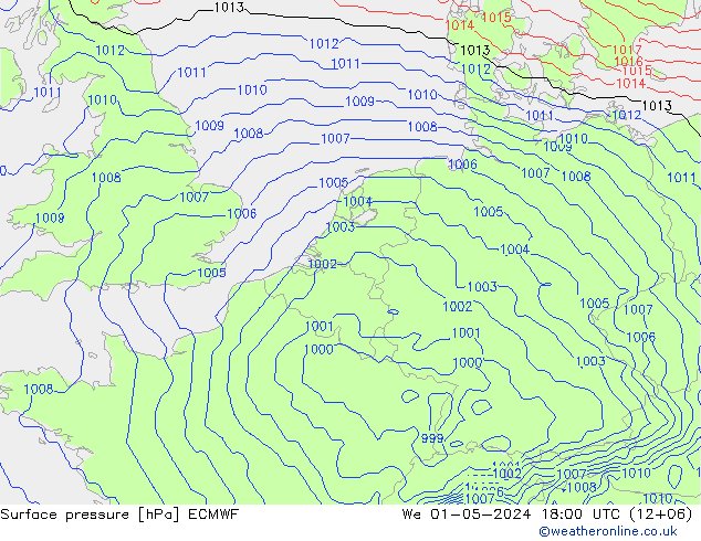 Pressione al suolo ECMWF mer 01.05.2024 18 UTC