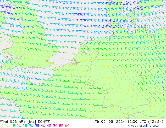 Wind 925 hPa ECMWF Th 02.05.2024 12 UTC