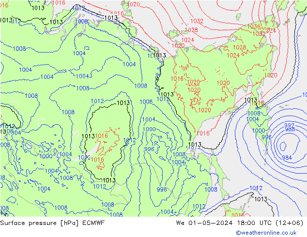 pressão do solo ECMWF Qua 01.05.2024 18 UTC