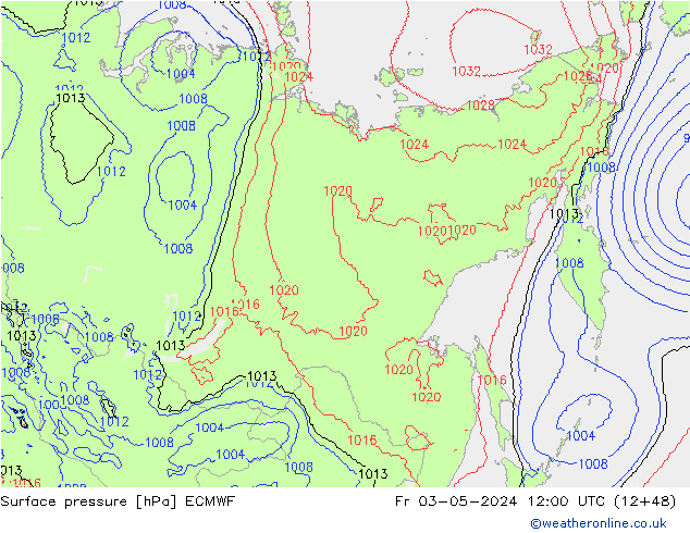 Pressione al suolo ECMWF ven 03.05.2024 12 UTC