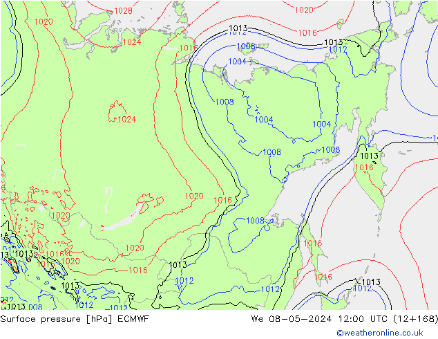 Bodendruck ECMWF Mi 08.05.2024 12 UTC