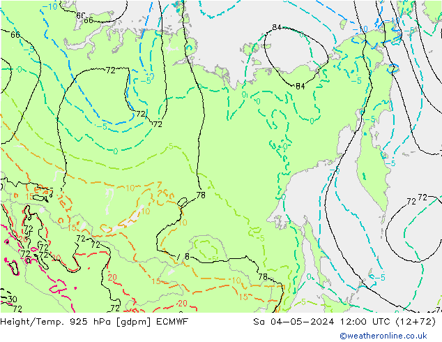 Géop./Temp. 925 hPa ECMWF sam 04.05.2024 12 UTC