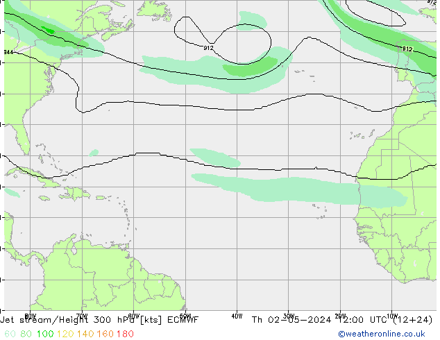 Jet stream ECMWF Qui 02.05.2024 12 UTC