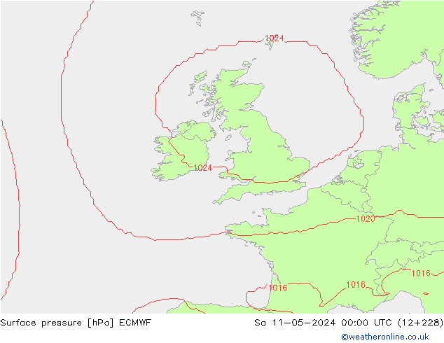 Pressione al suolo ECMWF sab 11.05.2024 00 UTC