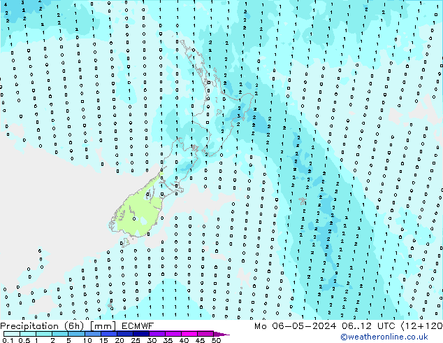 Precipitation (6h) ECMWF Po 06.05.2024 12 UTC