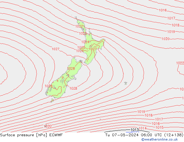 приземное давление ECMWF вт 07.05.2024 06 UTC