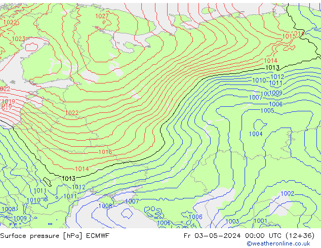 Surface pressure ECMWF Fr 03.05.2024 00 UTC