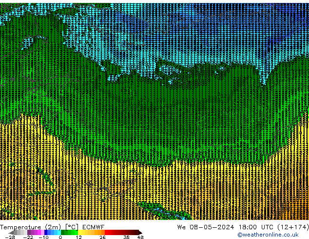 Temperature (2m) ECMWF We 08.05.2024 18 UTC