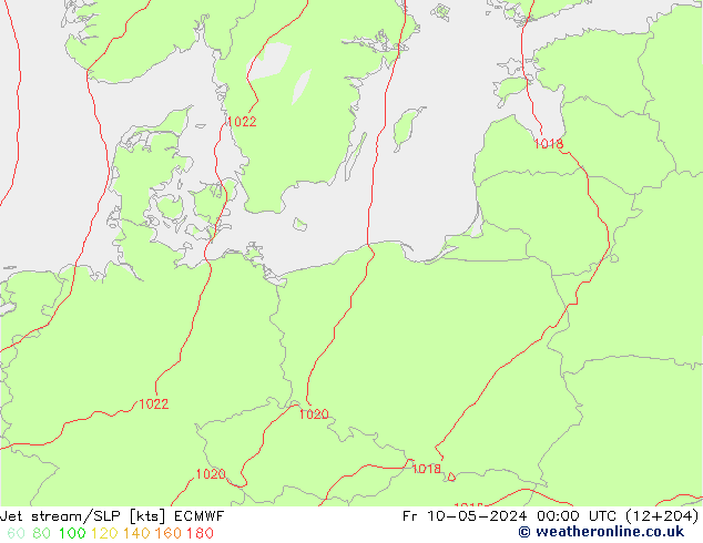 Jet Akımları/SLP ECMWF Cu 10.05.2024 00 UTC