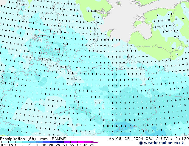 Yağış (6h) ECMWF Pzt 06.05.2024 12 UTC