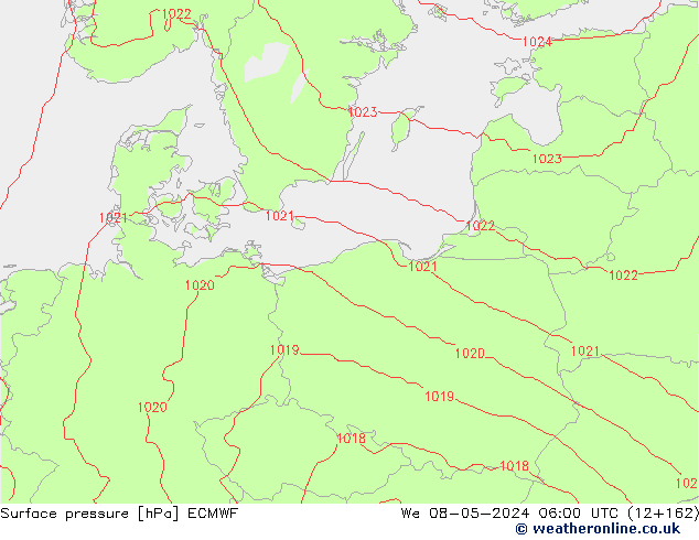 Surface pressure ECMWF We 08.05.2024 06 UTC