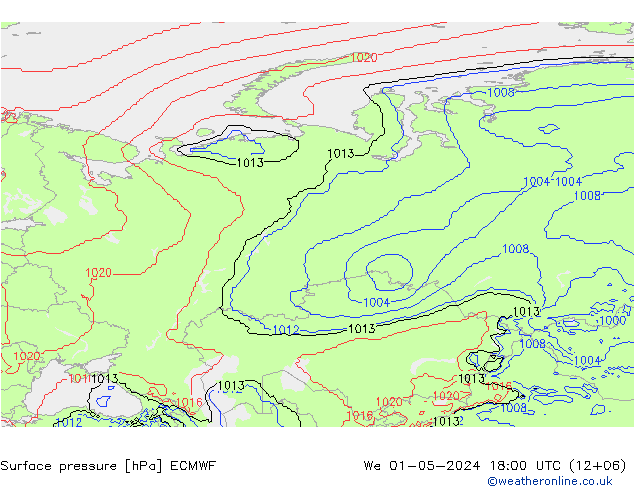 Yer basıncı ECMWF Çar 01.05.2024 18 UTC