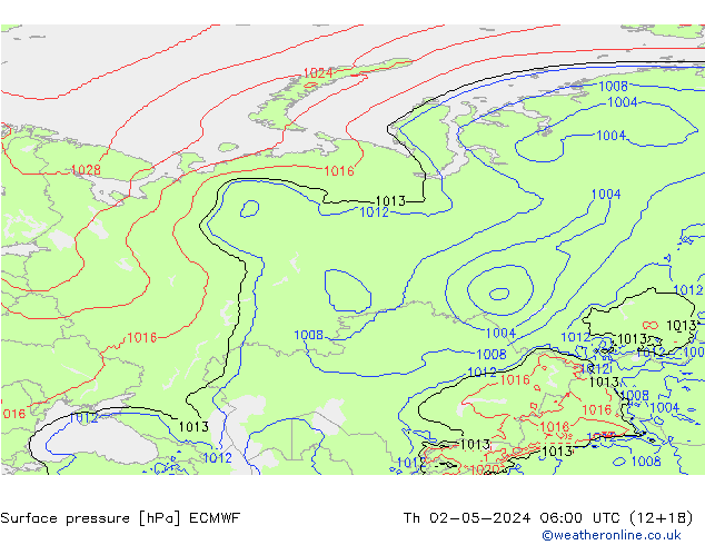 Luchtdruk (Grond) ECMWF do 02.05.2024 06 UTC