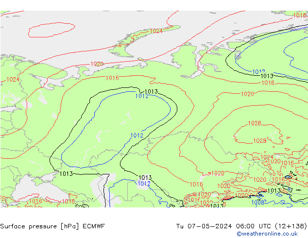 Surface pressure ECMWF Tu 07.05.2024 06 UTC