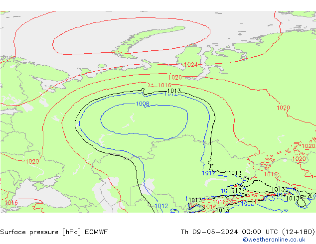 Surface pressure ECMWF Th 09.05.2024 00 UTC