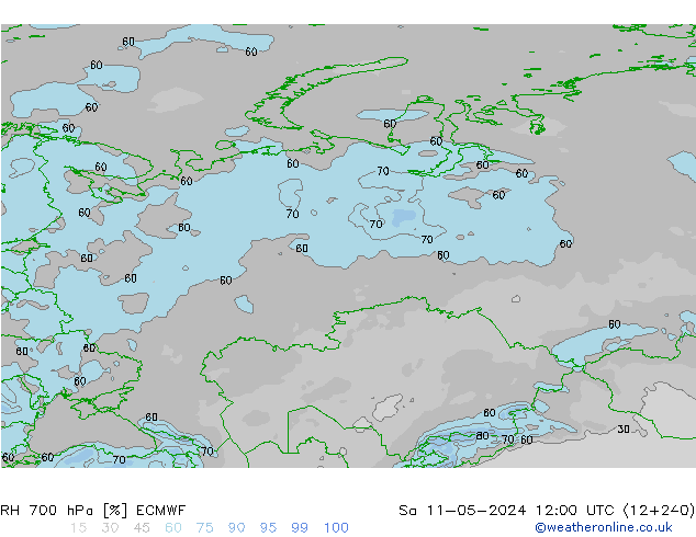 RH 700 hPa ECMWF Sáb 11.05.2024 12 UTC