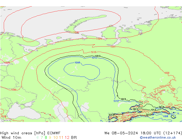 Izotacha ECMWF śro. 08.05.2024 18 UTC