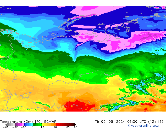 Temperature (2m) ECMWF Čt 02.05.2024 06 UTC