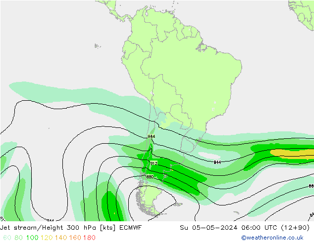 Jet stream/Height 300 hPa ECMWF Su 05.05.2024 06 UTC