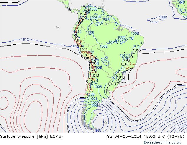 приземное давление ECMWF сб 04.05.2024 18 UTC