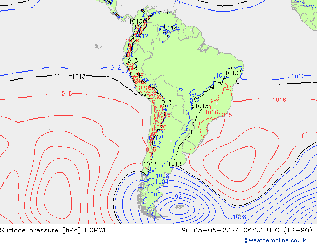 приземное давление ECMWF Вс 05.05.2024 06 UTC